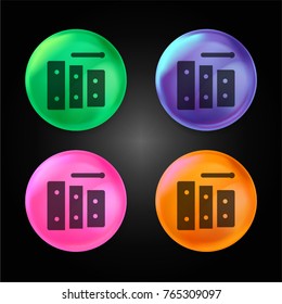 Music instruments crystal ball design icon in green - blue - pink and orange.
