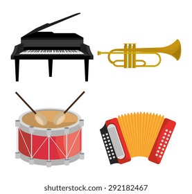 Music instruments design, vector illustration eps 10.