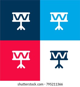 Music instruments four color material and minimal icon logo set in red and blue