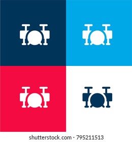 Music instruments four color material and minimal icon logo set in red and blue