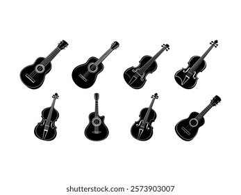 music instruments of Guitar silhouette vector
