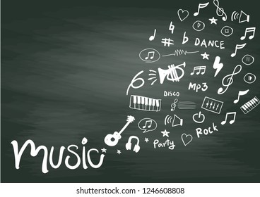 music instruments. Hand drawing Doodle.