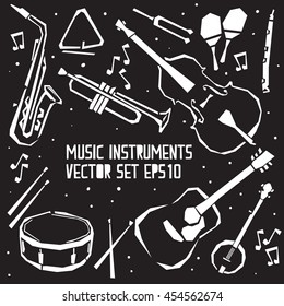Music instruments icon collection - vector silhouette illustration