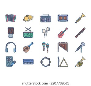 Music and Music instruments icon set