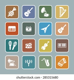 music instruments icon set