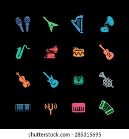 music instruments icon set