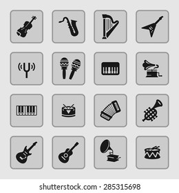 music instruments icon set