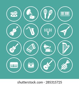music instruments icon set