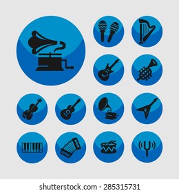 music instruments icon set