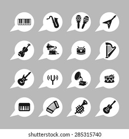 music instruments icon set