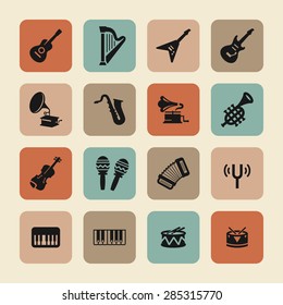 music instruments icon set