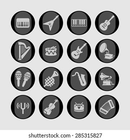 music instruments icon set