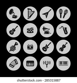 music instruments icon set