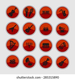 music instruments icon set