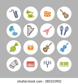 music instruments icon set