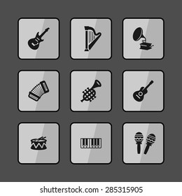 music instruments icon set