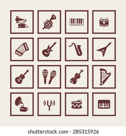 music instruments icon set