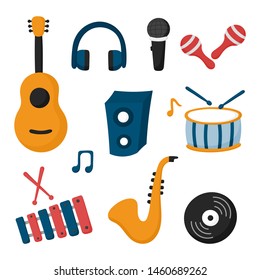 music instruments icon set isolated on white background. vector Illustration.