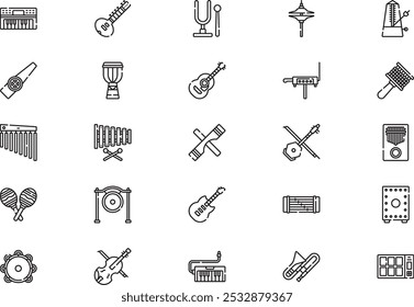 Musikinstrumente Icons Sammlung ist eine Vektorgrafik mit editierbarem Strich.