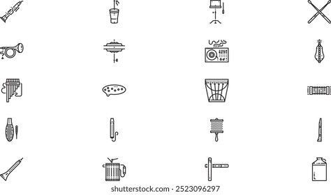 Ícones de instrumentos musicais Coleção de ícones de vetor de alta qualidade com traço editável. Ideal para projetos profissionais e criativos.