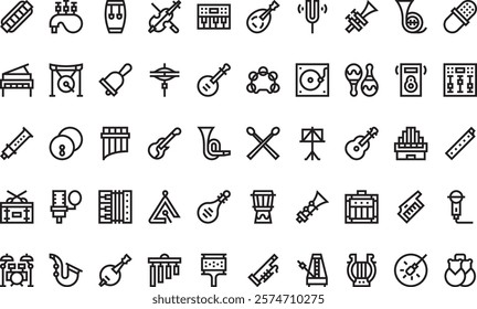 Music instruments icons High-Quality Vector Icons Collection with Editable Stroke. Ideal for Professional and Creative Projects