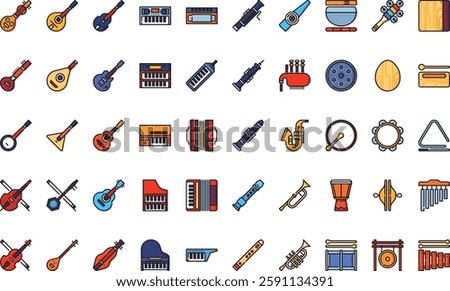 Music instruments icons High-Quality Vector Icons Collection with Editable Stroke. Ideal for Professional and Creative Projects.