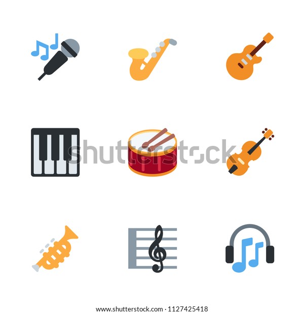 楽器のアイコン ミュージックキー キーボードベクターイラスト絵文字シンボルセット コレクション のベクター画像素材 ロイヤリティフリー