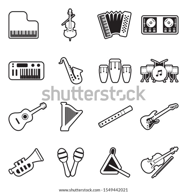 Music Instruments Icons. Line With Fill
Design. Vector
Illustration.