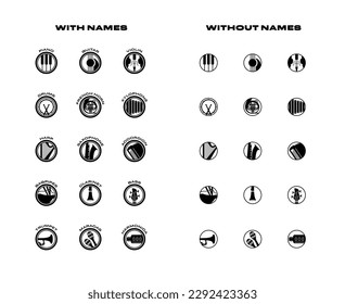 Music instruments icons set, musical logos