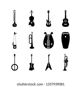 Music instruments Icons set - vector