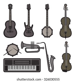Music instruments icons set. Vector illustration