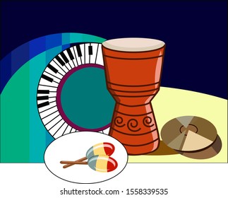 Music instruments, illustration, vector on white background.