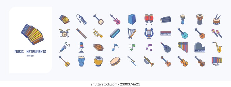 Music Instruments, including icons like Accordion, Banjo, Bass Guitar, Conga and more