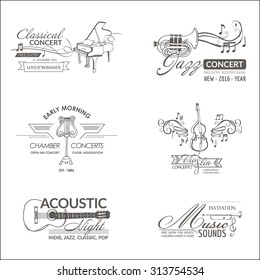 Music and Instruments - Labels, Badges, Identity, Logotypes - vector