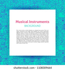 Music Instruments Paper Template. Vector Illustration of Outline Design.