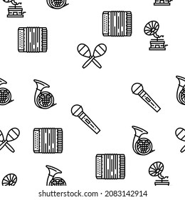 Music Instruments Performance Vector Seamless Pattern Thin Line Illustration
