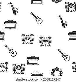 Music Instruments Performance Vector Seamless Pattern Thin Line Illustration
