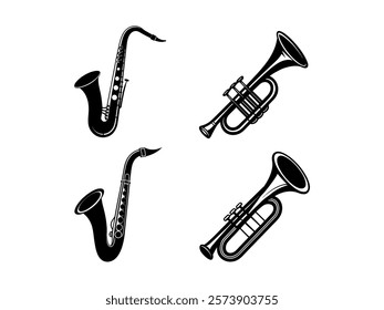 music instruments of Saxophone silhouette vector