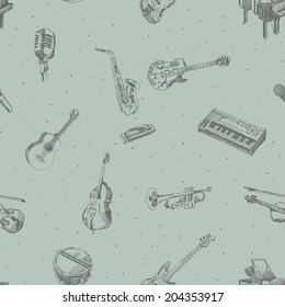 Music instruments seamless pattern