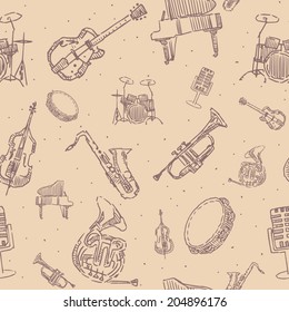 Music instruments seamless pattern 