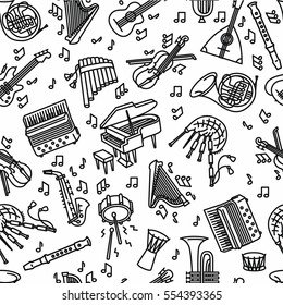 Music instruments seamless pattern