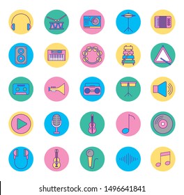music instruments and set icons vector illustration design