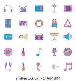 music instruments and set icons vector illustration design