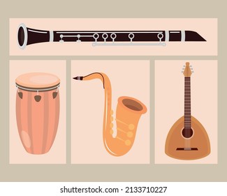 vector de conjuntos de instrumentos de música