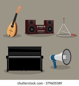 Music instruments set vector image design. 
