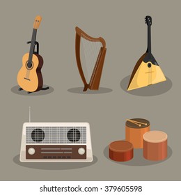 Music instruments set vector image design. 