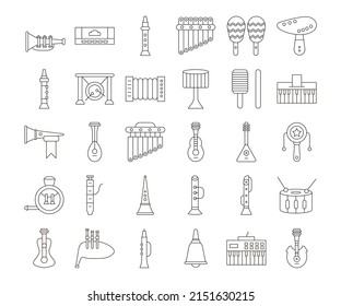 music instruments set vector type icon