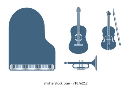 Music instruments silhouette