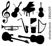 Music instruments - silhouette. VECTOR! (Check out my portfolio for other silhouettes). Enjoy