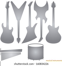 Music instruments silhouettes